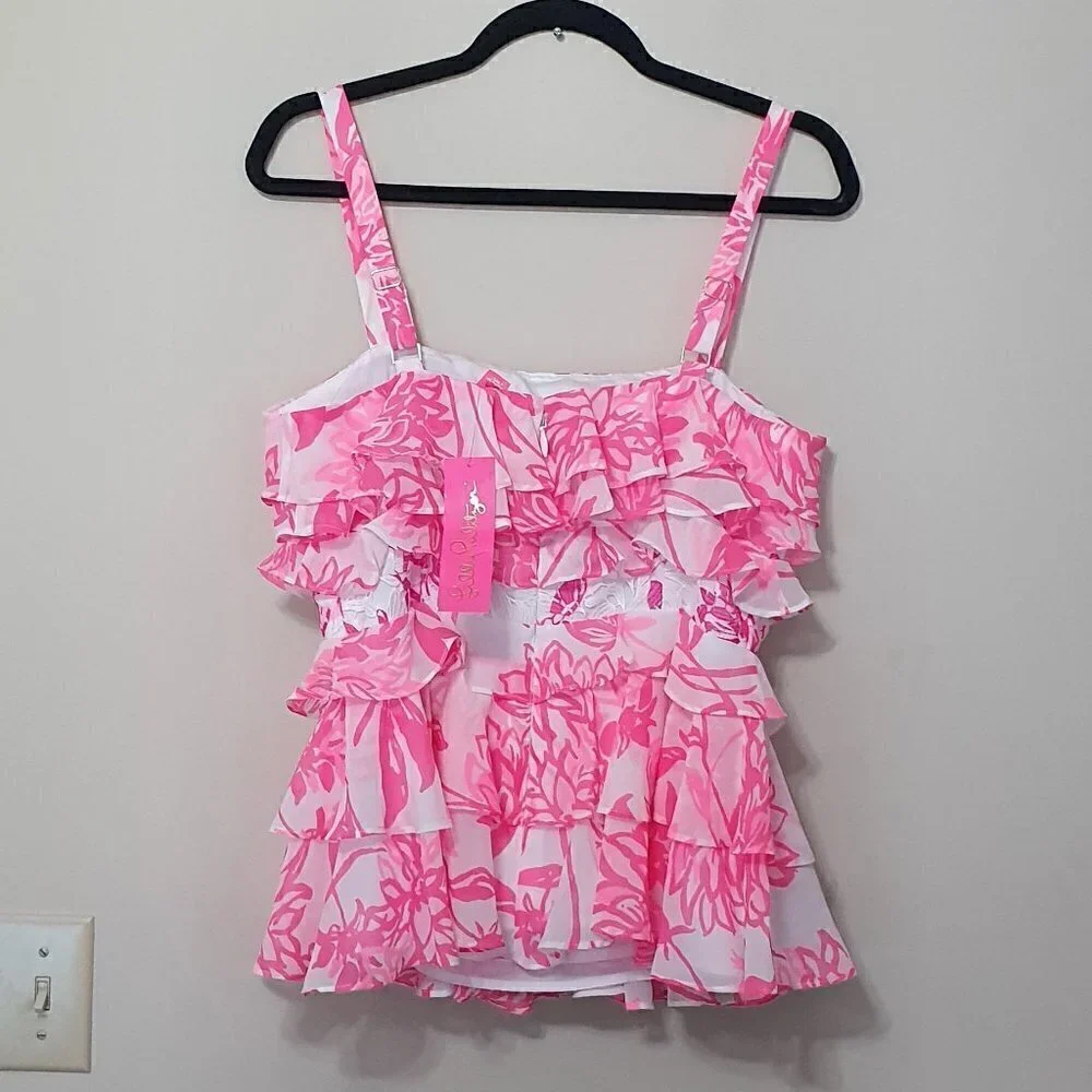 NWT Lilly Pulitzer Ruffled Tier Olive Top